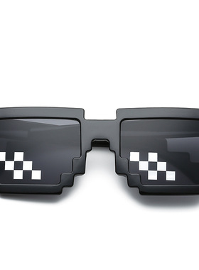 男女网红马赛克眼镜搞怪装逼神器学生表演黑色墨镜个性像素太阳镜