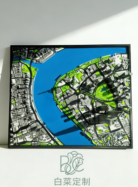 上海外滩陆家嘴微缩城市模型3d打印摆件装饰礼品礼物客厅办公桌面