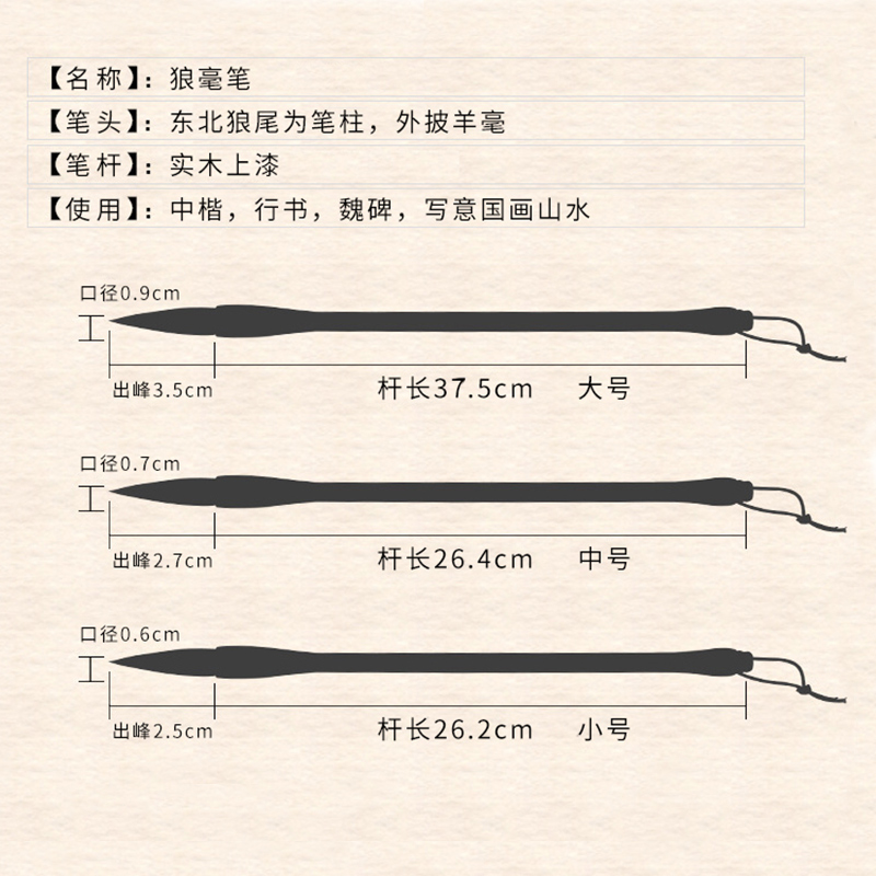 水墨书兰亭 香妃竹杆狼毫毛笔 小楷抄经书法国画 竹子杆 聚峰尖