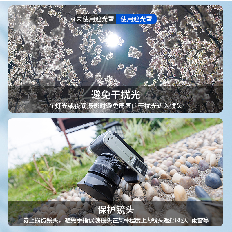 JJC 适用富士XF35 F1.4方形遮光罩35mm f/1.4R人像定焦微单镜头XT5 XT30II XT4 XS10相机镜头复古遮阳罩配件 - 图1