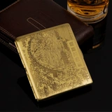 Двухногенная сигаретная коробка 9, наполненная металлической чистой медной, резной ультра -толстой сигаретной коробкой мужская сигаретная зажигание Qingming Shanghetu Подличная дымовая посуда