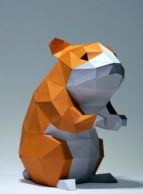 30厘米高 仓鼠动物纸艺立体家居桌面装饰摆件手工DIY纸模型