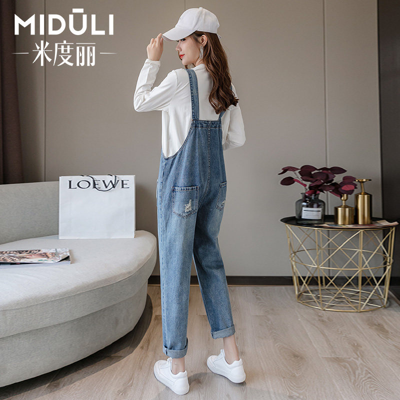 孕妇裤春秋款外穿孕妇背带裤牛仔裤 婴格恩母婴孕妇打底裤