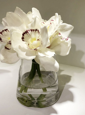 黄色整体套装花艺洽谈桌茶几蕙兰