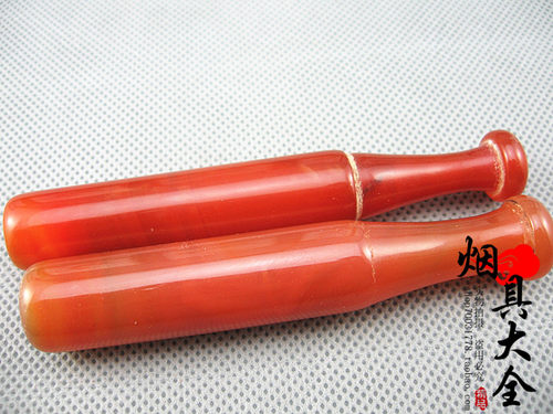 天然冰种红玛瑙旱烟嘴 玉石玉髓南红旱烟袋嘴烟杆烟锅烟具配件 - 图3