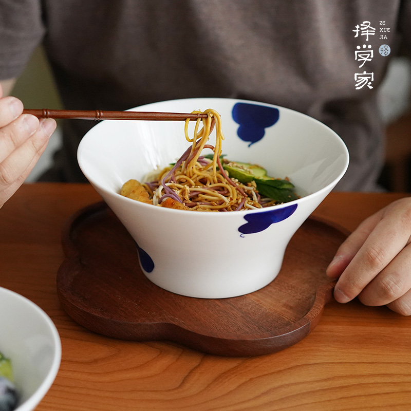 择学家福禄景德镇碗碟套装家用釉下手绘青花陶瓷饭碗盘子餐具乔迁-图1