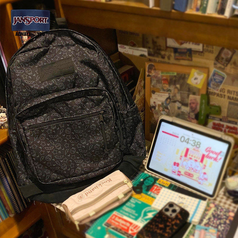 JanSport新款黑夜精灵皮革款双肩包学书包休闲通勤户外旅行包,淘宝优惠券,粉丝福利购,淘宝优惠卷