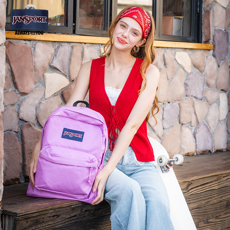 JanSport芭比粉轻便学生电脑双肩包