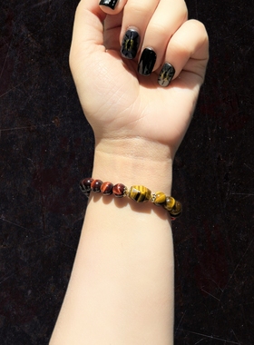 8m黄虎眼配红虎眼配算盘红玛瑙配灯笼红玛瑙滴溜手串手链