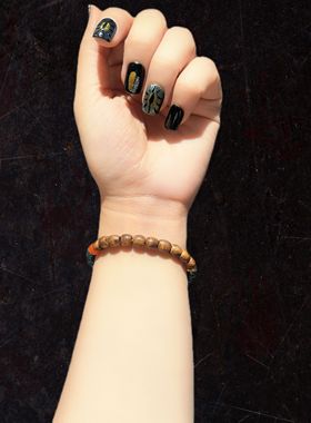 6m柬埔寨绿奇楠配蓝水翡翠配五条经配红玛瑙手串手链无优化