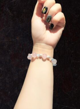 11m海蓝宝配粉水晶配贝珠肖战光点元素手串手链