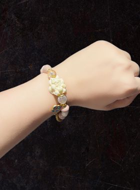 10m珠光粉瓷配大漆珠配心经珠配九尾狐配跑环手串手链