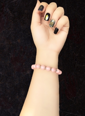 赵露思同款10m珠光粉瓷配六字箴某言手串手链粉色