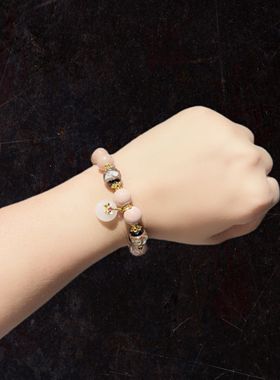 10m珠光粉瓷配香灰琉璃手串手链