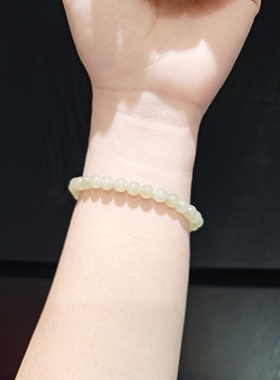 6m和田玉浅晴配15乘12m和田玉浅晴祥云手串手链油润无黑点品质好