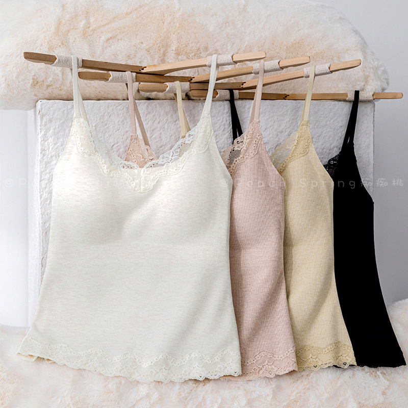 保暖内衣背心女款上衣2025秋冬季带胸垫免穿bra加绒加厚蚕丝文胸