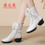 英之恋 Весенние сапоги, танцующие ботинки, тренд сезона, из натуральной кожи, мягкая подошва