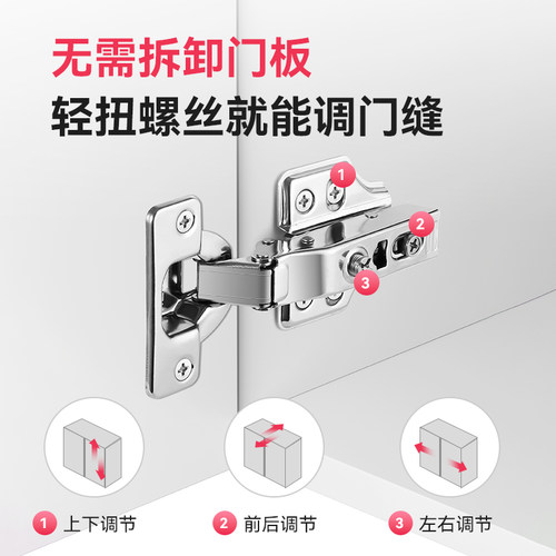 汇泰龙304不锈钢衣柜橱柜门铰链缓冲阻尼柜门二段力飞机合页折页 - 图2