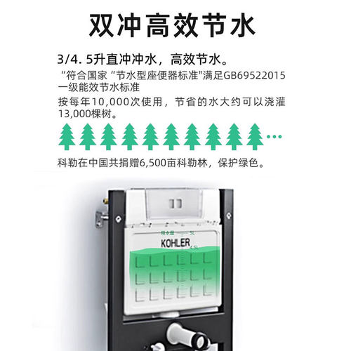 科勒壁挂马桶隐藏水箱小户型家用墙排智能维雅挂墙式座便器25255T - 图1