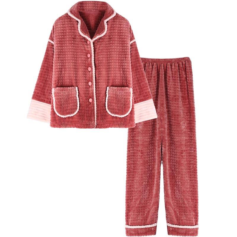 冬珊瑚绒保暖新款开衫少女睡衣 派邦奴睡衣/家居服套装