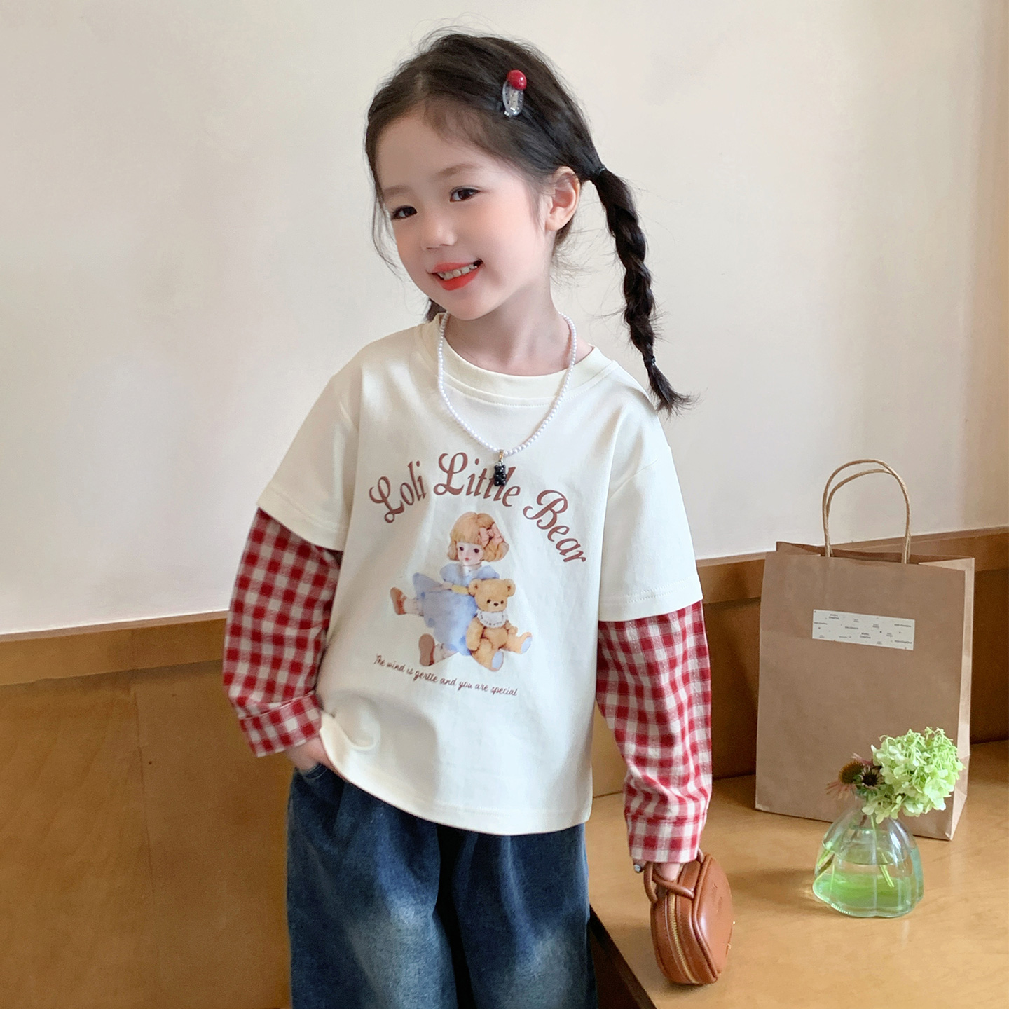 女童长袖t恤2025新款洋气秋季衣服儿童纯棉打底衫女宝宝秋装上衣T - 图0