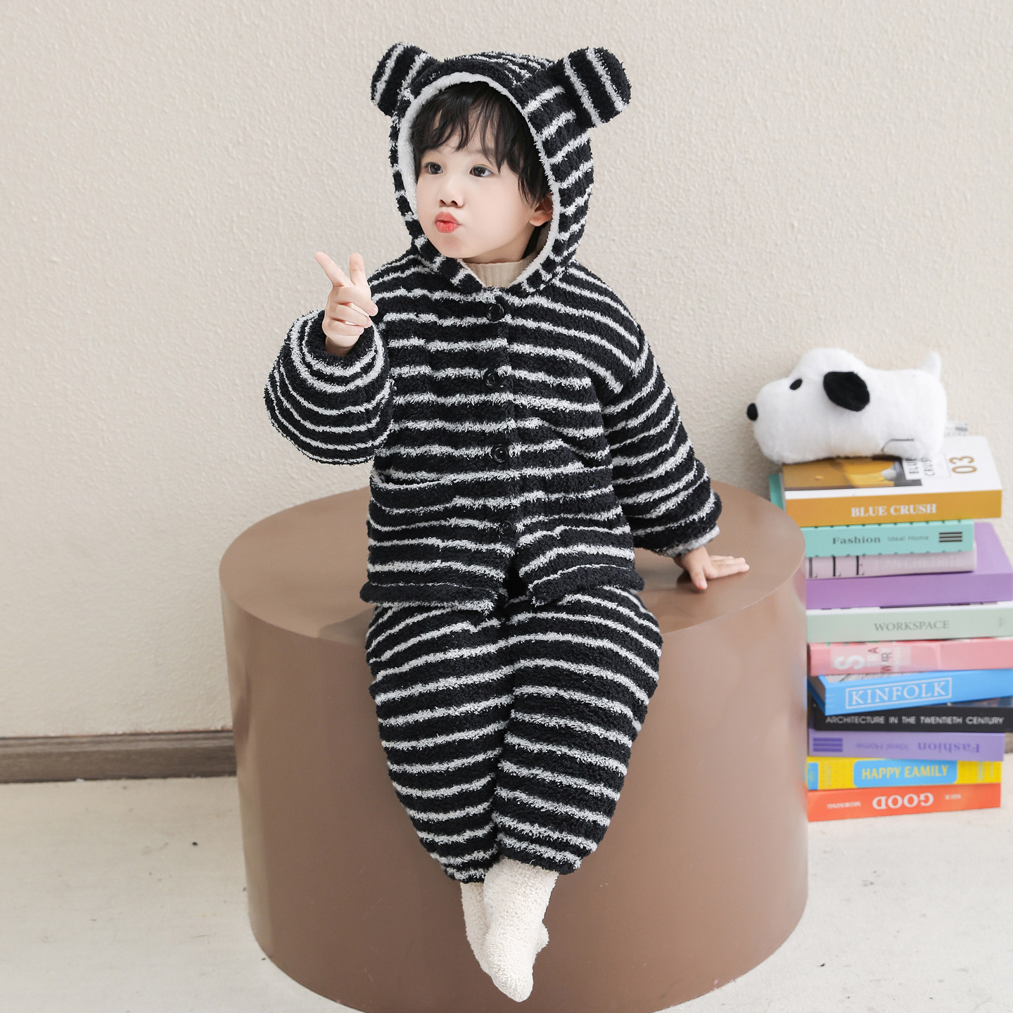 男童睡衣套装法兰绒双层加厚冬季新款宝宝儿童保暖连帽家居服冬装,淘宝优惠券,粉丝福利购,淘宝优惠卷