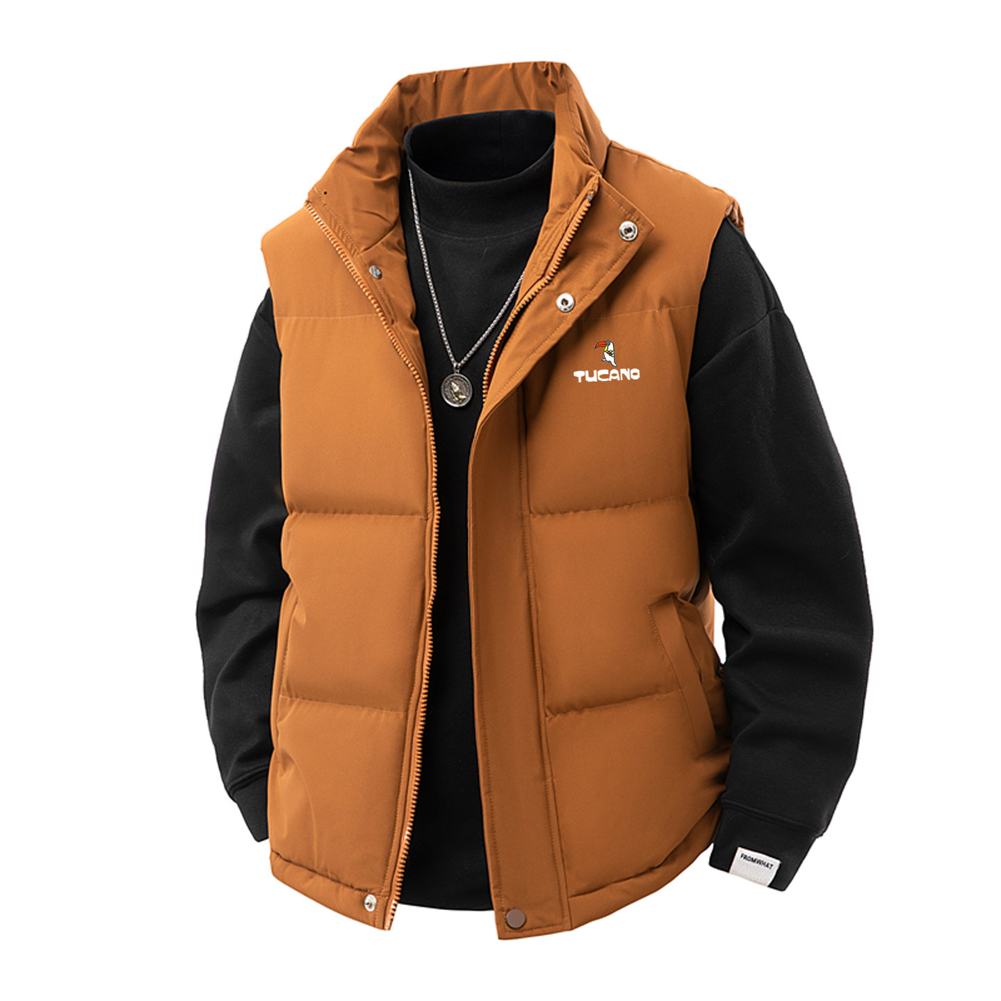 啄木鸟冬季羽绒棉马甲男士大码保暖背心加厚外穿立领坎肩马夹外套 - 图1