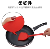 Food -Обнаружение силиконовым шпателям, не -стабильный горшок, специальная немой, не повредив горшок, жареная лопата китайская длинная кухонная лопатка для жарки на кухне
