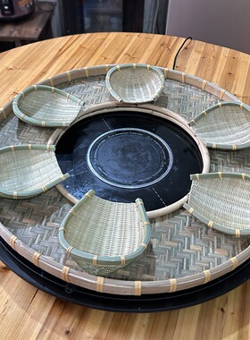 圆形空心中间挖空竹编大簸箕