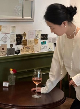 项链韩茹玻璃珠长款女性