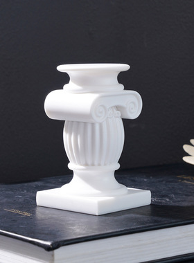 欧式鼓形体罗马柱烛台小拍摄道具居桌面背景拍照装饰道具摆件