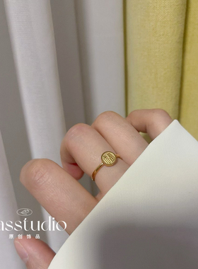 Basstudio 大牌同款钛钢戒指 ins时尚不掉色金色福字情侣对戒国风
