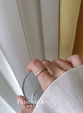 Basstudio 清冷显白细闪银河星光点点简约高级大气细款磨砂戒指潮