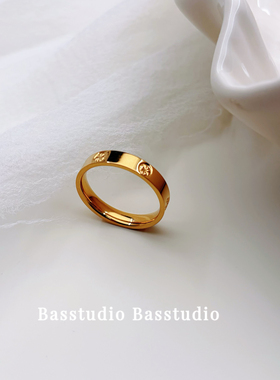 Basstudio金色米字设计感时髦轻奢精致气质博主风钛钢戒指不掉色