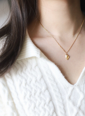 Basstudio原创碎片许愿石项链陨石拉丝纹哑光几何不规则锁骨链