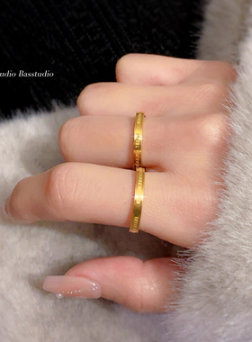 Basstudio 洗手不用摘不易掉色字母钛钢戒指女有质感水洗食指戒