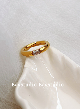 Basstudio原创设计不掉色韩系简约锆石戒指女小众独特食指戒轻奢
