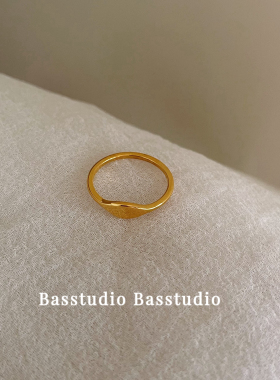 Basstudio不掉色个性金色不规则戒指女小众设计高级冷淡风素圈戒
