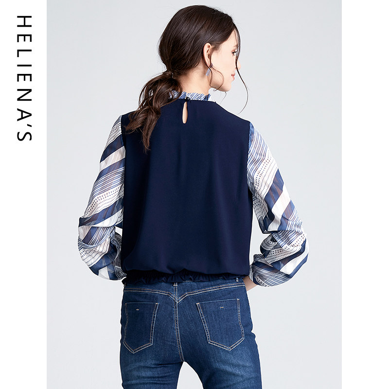 海兰丝2020秋季新款小衫长袖雪纺衫 海兰丝蕾丝衫/雪纺衫