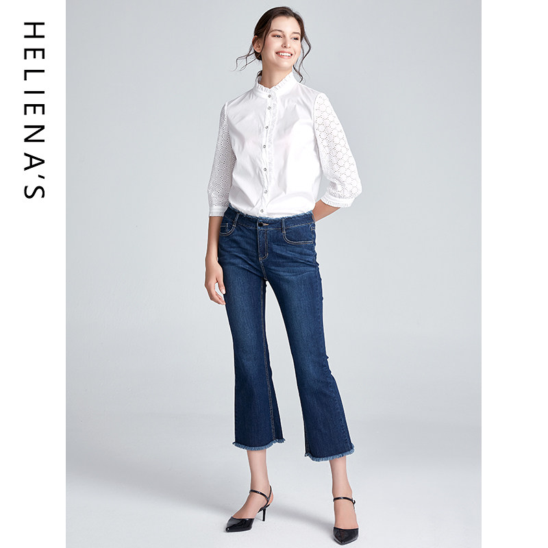 海兰丝2020秋季新款设计感棉白衬衫 海兰丝衬衫