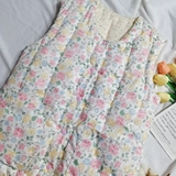 Хлопковый утепленный зимний жилет, 25 года, свободный крой, цветочный принт