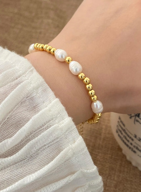 高级感淡水珍珠手链时尚法式复古冷淡风手饰轻奢ins小众设计配饰