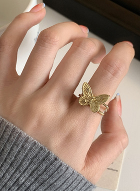 法式简约百搭时尚设计感蝴蝶戒指甜美轻奢高级感小众个性气质手饰