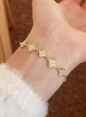 轻奢高级感微镶锆石贝壳星星抽拉式手链时尚个性小众设计感手饰女