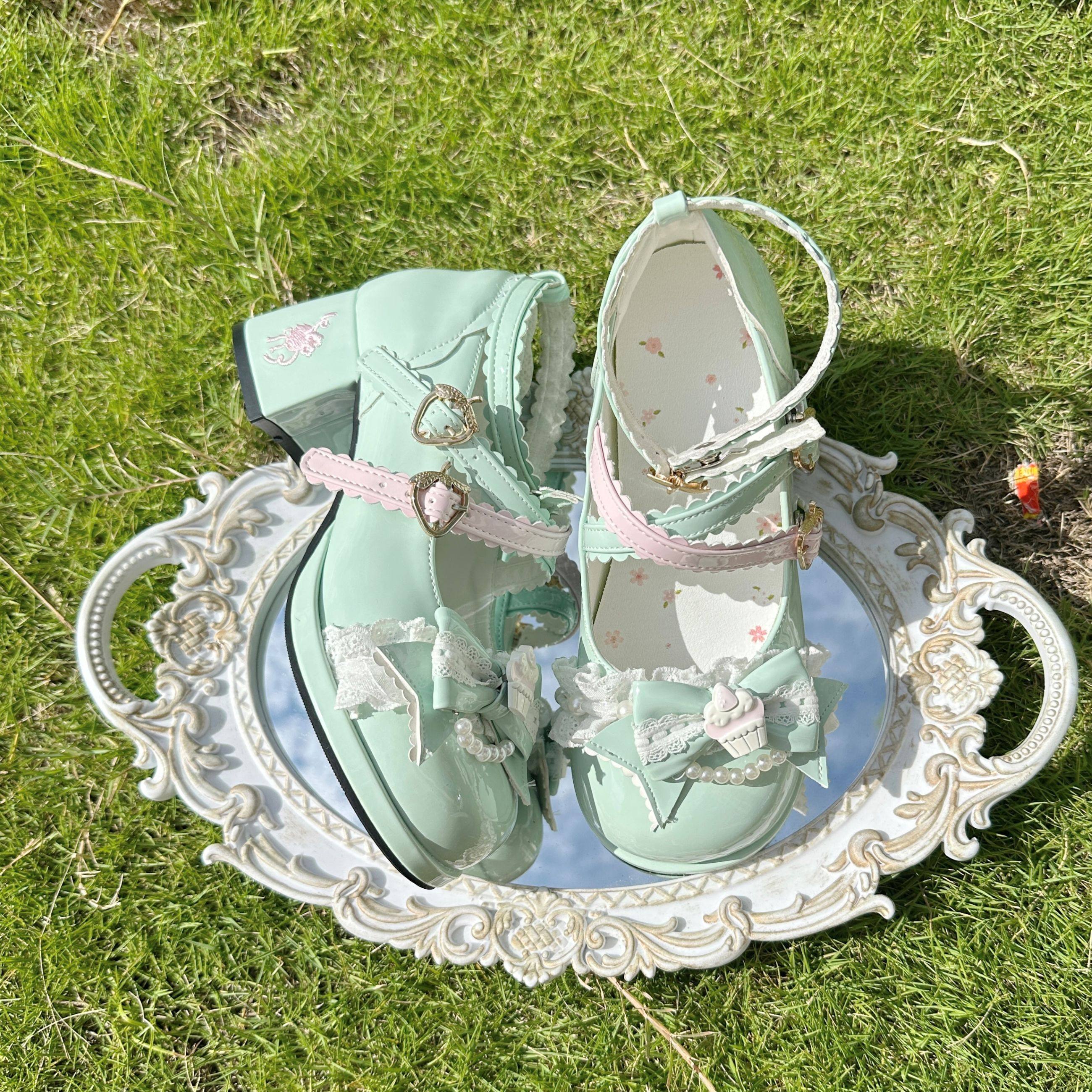 心动小兔原创小蛋糕lo鞋】防水台粗跟刺绣呲甜可爱少女lolita鞋,淘宝优惠券,粉丝福利购,淘宝优惠卷