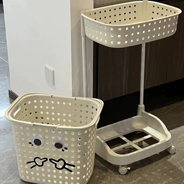 Dirty clothing basket storage rack Dirty clothing practical storage basket Plastic toys and snacks storage multi-layer movable storage bucket