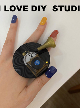 年代老上海情怀留声机摩登戒指