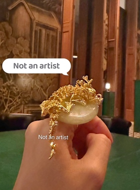 自制设计东方传统文化龙缠绕玉石戒指立体金属3D龙造型新中式禅意