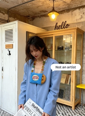 韩国小众设计师原创手工趣味趣多曲奇饼干吃货大项链可爱搞怪小众