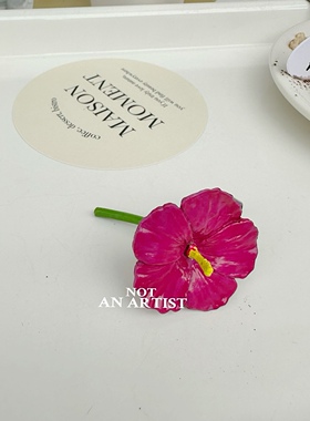 小众艺术扶桑花朱槿花戒指